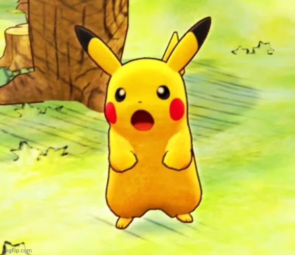 Pokemon Mystery Dungeon Rescue Team DX surprised Pikachu | image tagged in pokemon mystery dungeon rescue team dx surprised pikachu | made w/ Imgflip meme maker