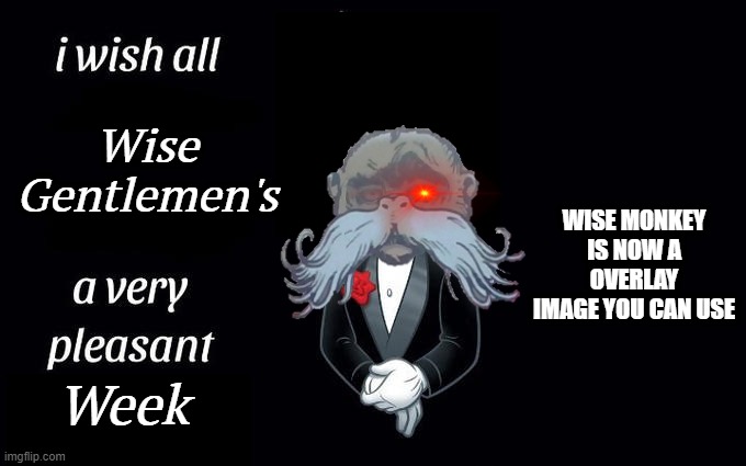 Is this technically a repost of evening meme? | Wise Gentlemen's; WISE MONKEY IS NOW A OVERLAY IMAGE YOU CAN USE; Week | image tagged in i wish all the x a very pleasant evening | made w/ Imgflip meme maker