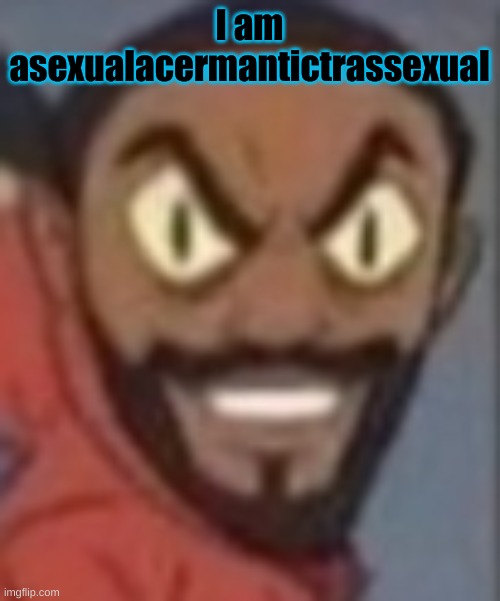 goofy ass | I am asexualacermantictrassexual | image tagged in goofy ass | made w/ Imgflip meme maker