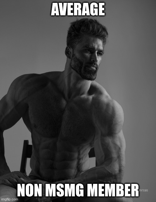 Giga Chad | AVERAGE; NON MSMG MEMBER | image tagged in giga chad | made w/ Imgflip meme maker