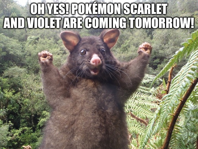 Woohoo | OH YES! POKÉMON SCARLET AND VIOLET ARE COMING TOMORROW! | image tagged in woohoo | made w/ Imgflip meme maker