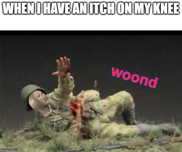 Meme Man Woond | WHEN I HAVE AN ITCH ON MY KNEE | image tagged in meme man woond | made w/ Imgflip meme maker