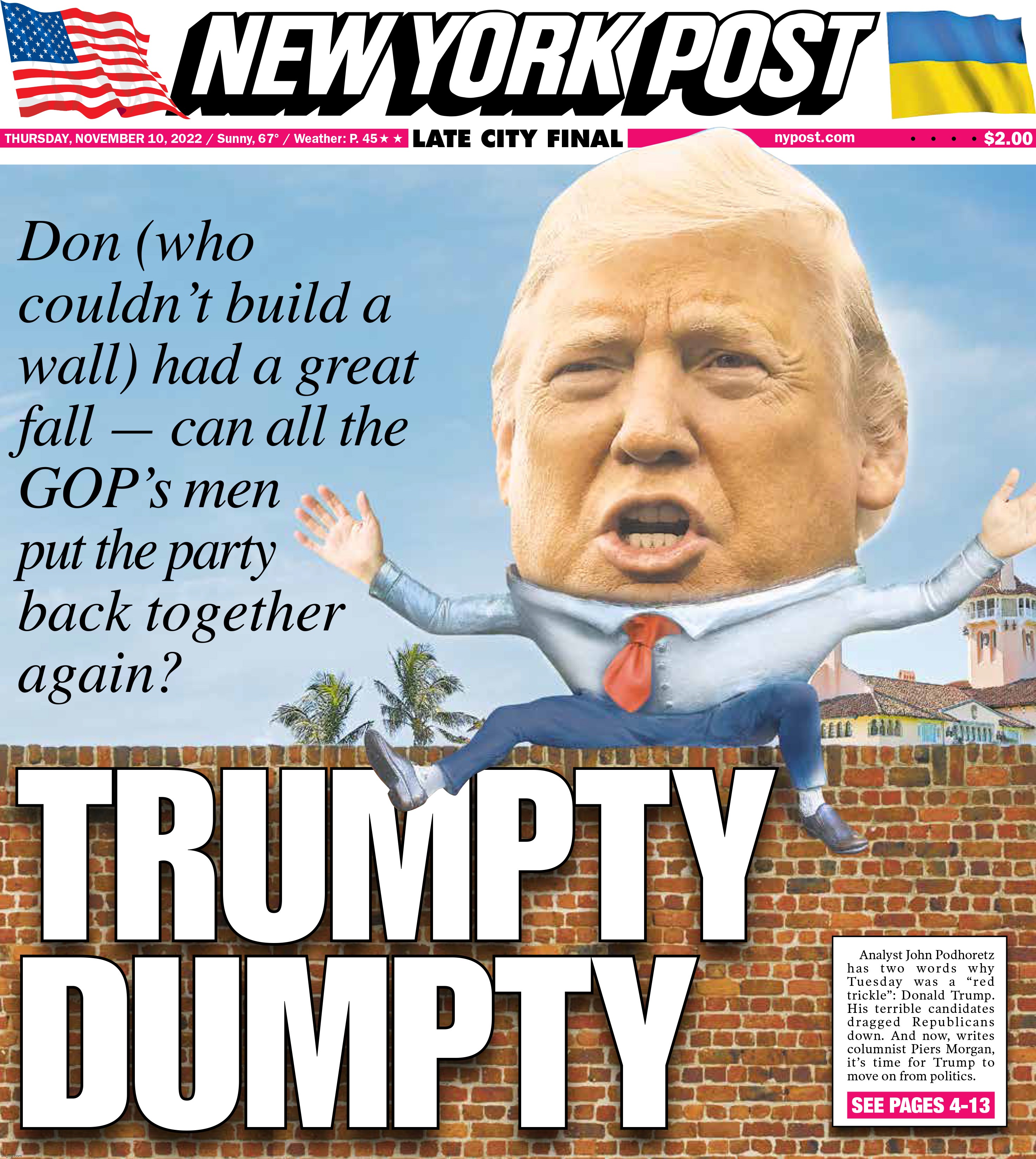 Trumpty Dumpty Post | image tagged in donald trump,trump | made w/ Imgflip meme maker