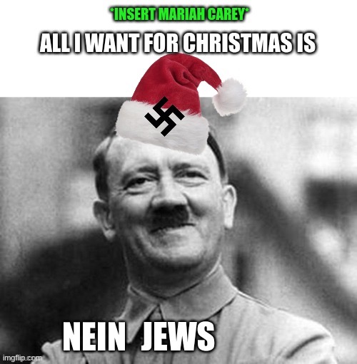 Nein Judennin | NEIN | image tagged in hitler,christmas,mariah carey,jews | made w/ Imgflip meme maker