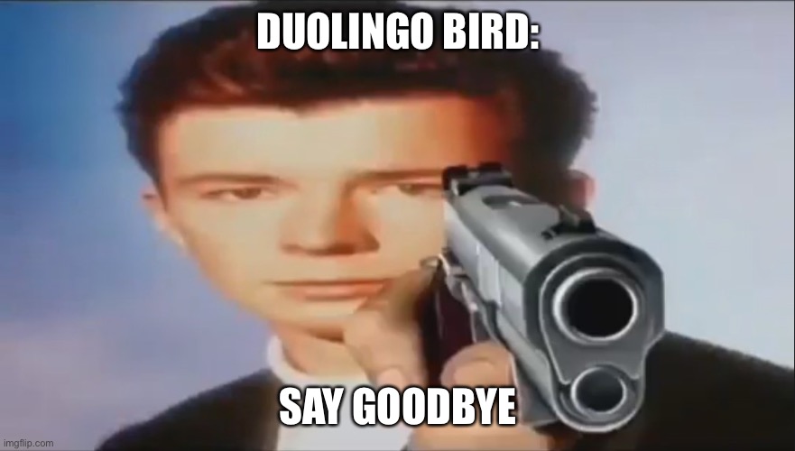 Say Goodbye | DUOLINGO BIRD: SAY GOODBYE | image tagged in say goodbye | made w/ Imgflip meme maker