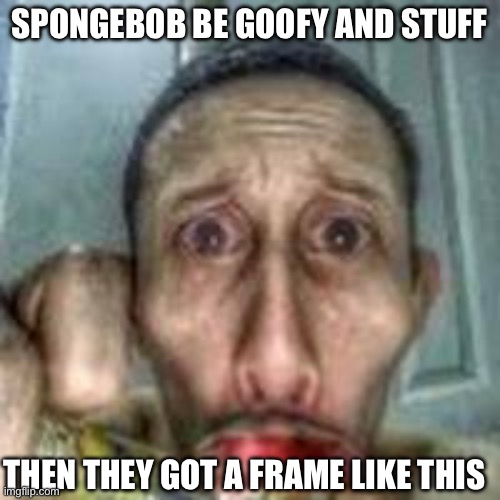 idk | SPONGEBOB BE GOOFY AND STUFF; THEN THEY GOT A FRAME LIKE THIS | made w/ Imgflip meme maker