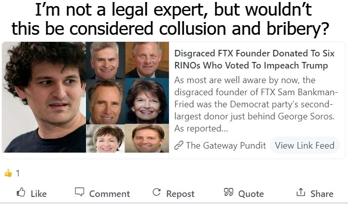 I’m not a legal expert, but wouldn’t this be considered collusion and bribery? | image tagged in collusion,bribery,rinos,republican in name only,turncoats,traitors | made w/ Imgflip meme maker