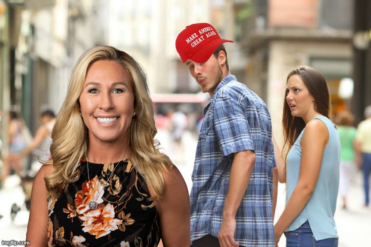 bruh | image tagged in maga distracted boyfriend marjorie taylor greene | made w/ Imgflip meme maker
