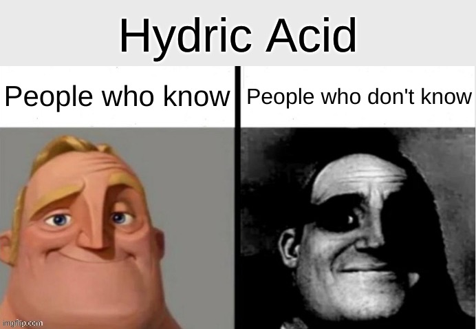 hey guys today imma drink some acid | Hydric Acid; People who know; People who don't know | image tagged in people who don't know vs people who know,water,hydric acid,memes | made w/ Imgflip meme maker