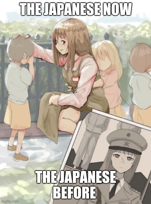 Germany Oneesan |  THE JAPANESE NOW; THE JAPANESE BEFORE | image tagged in germany oneesan,japan | made w/ Imgflip meme maker