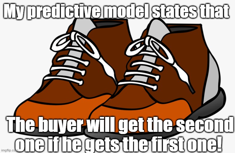 Data Science Meme | My predictive model states that; The buyer will get the second one if he gets the first one! | image tagged in data | made w/ Imgflip meme maker