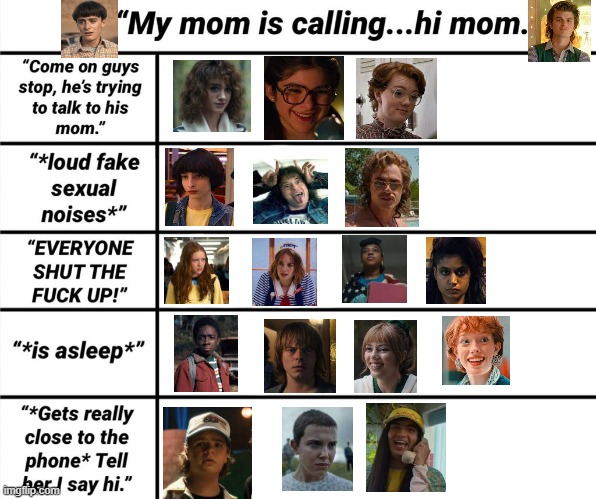 S4 killed us | image tagged in my mom is calling,stranger things | made w/ Imgflip meme maker