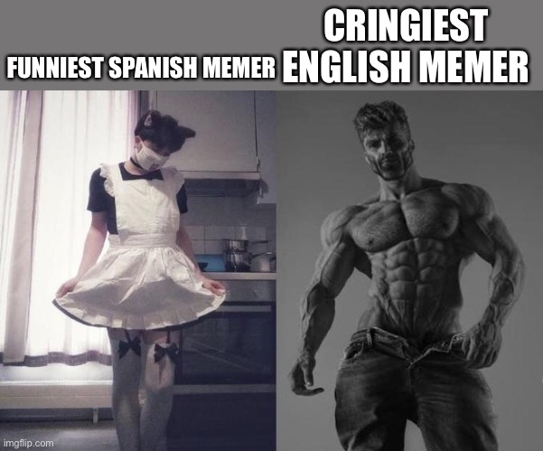 Nice | FUNNIEST SPANISH MEMER; CRINGIEST ENGLISH MEMER | image tagged in strongest fan vs weakest fan | made w/ Imgflip meme maker