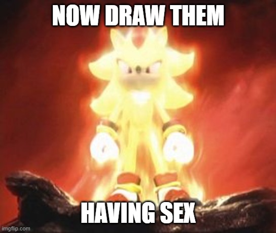 Super Shadow | NOW DRAW THEM HAVING SEX | image tagged in super shadow | made w/ Imgflip meme maker