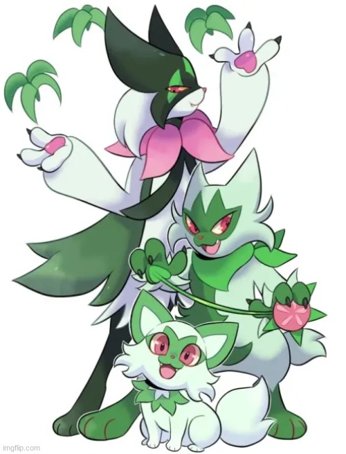 Sprigatito line (cool but why is weed cat anthro now) | image tagged in sprigatito,floragato,meowscarada,pokemon,starter evolution line,paldea | made w/ Imgflip meme maker