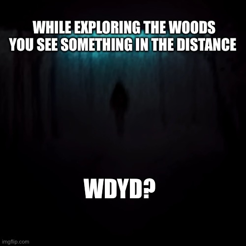 No Romance | WHILE EXPLORING THE WOODS YOU SEE SOMETHING IN THE DISTANCE; WDYD? | made w/ Imgflip meme maker