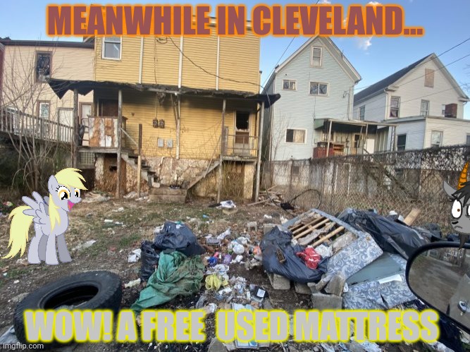 Can't have $#%@ in Ohio. | MEANWHILE IN CLEVELAND... WOW! A FREE  USED MATTRESS | image tagged in cleveland browns,ohio,but why tho,mattress | made w/ Imgflip meme maker