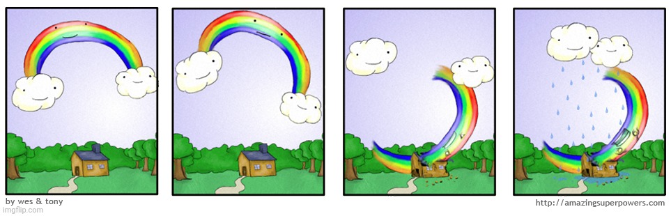 Rainbow | image tagged in rain,rainbow,comic,comics,comics/cartoons,clouds | made w/ Imgflip meme maker