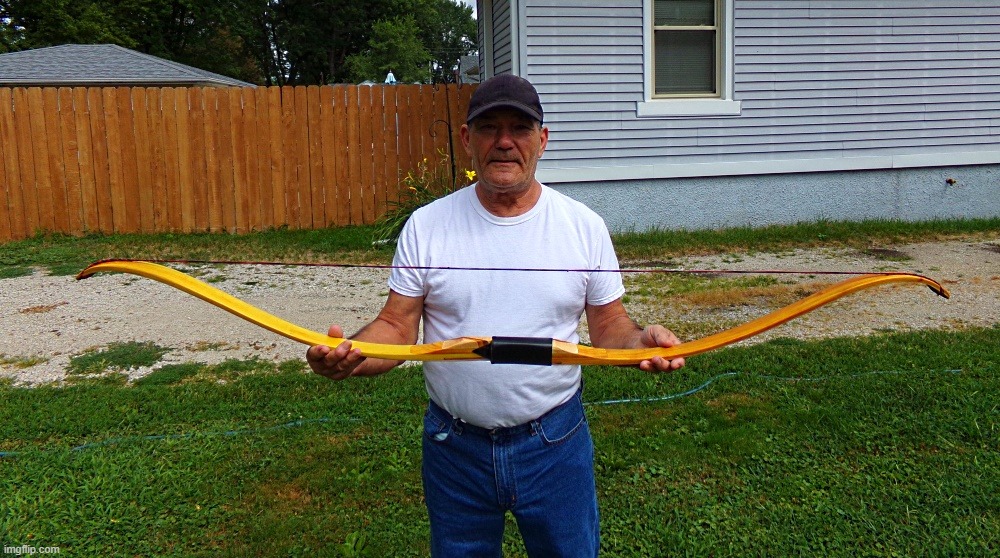 Osage re-curve bow I made. 50 lbs. draw weight. | image tagged in re-curve bow,kewlew | made w/ Imgflip meme maker