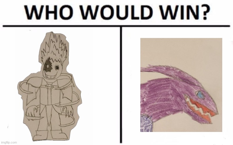 I think Edgyhead would win, he can solo The Collecter, and has also absorbed the power of Inkmatas in his timeline | image tagged in memes,who would win | made w/ Imgflip meme maker