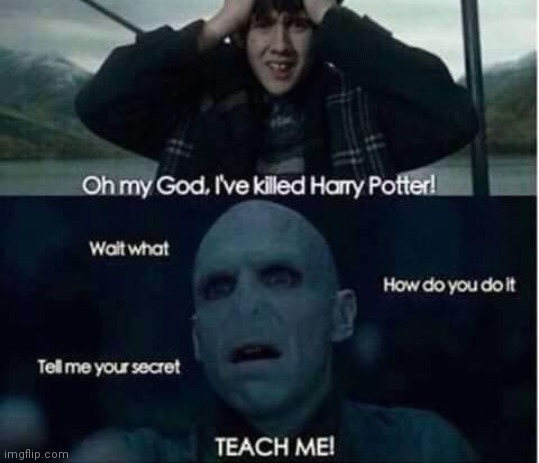 Teach Me Boy! | image tagged in voldsmort and neville | made w/ Imgflip meme maker