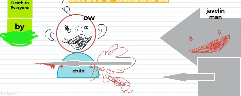 goofy lil drawing i did the other day.  ik its not good its a joke drawing i didnt spend time on it | image tagged in death to everyone by me | made w/ Imgflip meme maker