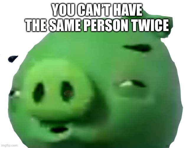 Confused Bad Piggie (Transparent) | YOU CAN’T HAVE THE SAME PERSON TWICE | image tagged in confused bad piggie transparent | made w/ Imgflip meme maker
