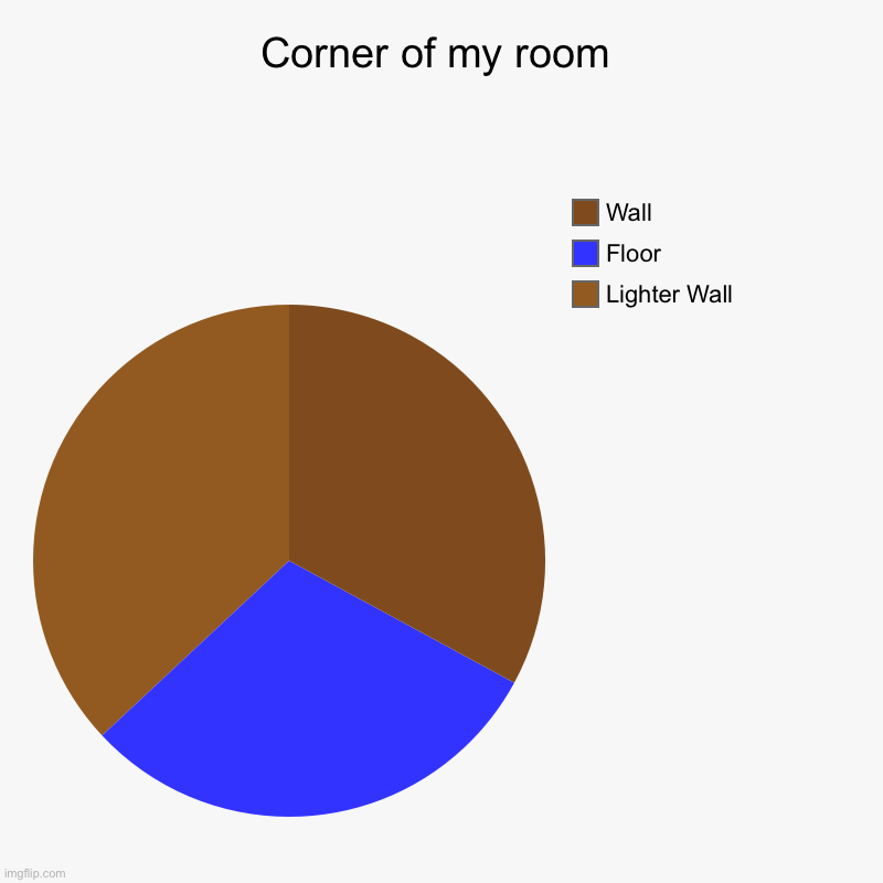 Idk it’s a corner | Corner of my room | Lighter Wall, Floor, Wall | image tagged in charts,pie charts | made w/ Imgflip chart maker