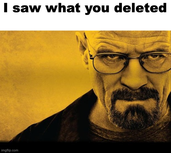 Breaking bad | I saw what you deleted | image tagged in breaking bad | made w/ Imgflip meme maker