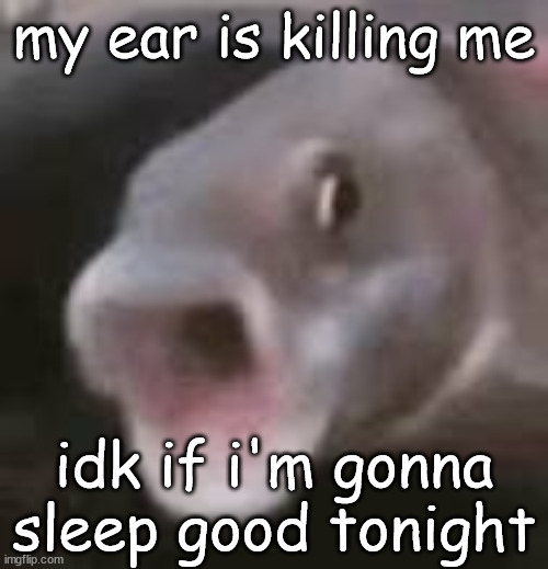 my ear is killing me; idk if i'm gonna sleep good tonight | image tagged in pog fish | made w/ Imgflip meme maker