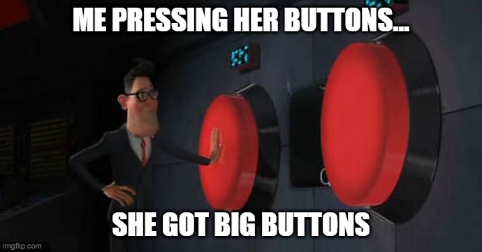 big buttons | ME PRESSING HER BUTTONS... SHE GOT BIG BUTTONS | image tagged in president,double entendre | made w/ Imgflip meme maker
