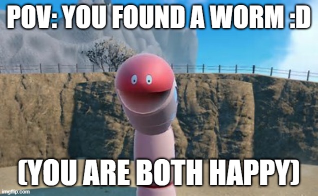 Werm | POV: YOU FOUND A WORM :D; (YOU ARE BOTH HAPPY) | image tagged in funny memes | made w/ Imgflip meme maker