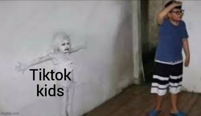 Girl blends into wall | Tiktok kids | image tagged in girl blends into wall | made w/ Imgflip meme maker