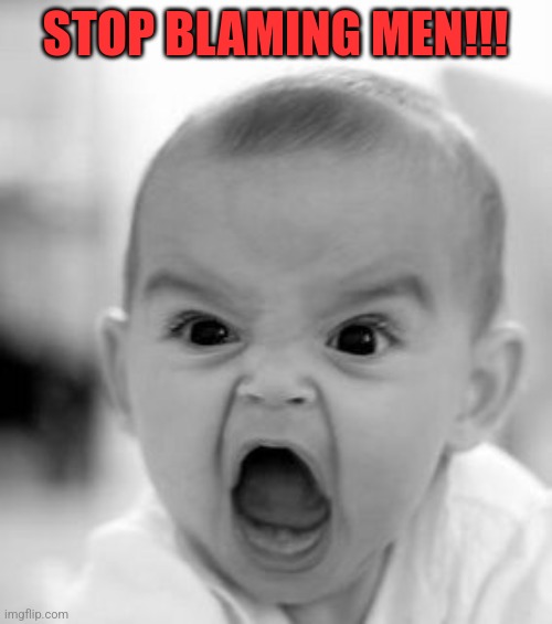 Does this give women any understanding? | STOP BLAMING MEN!!! | image tagged in memes,angry baby | made w/ Imgflip meme maker