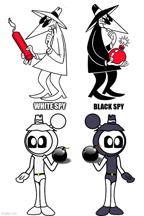 Spy Bombers | WHITE SPY; BLACK SPY | image tagged in spy vs spy | made w/ Imgflip meme maker