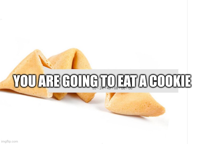 Fortune Cookie |  YOU ARE GOING TO EAT A COOKIE | image tagged in fortune cookie | made w/ Imgflip meme maker