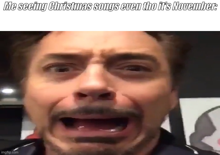 me posting this meme even tho its june | Me seeing Christmas songs even tho it’s November: | image tagged in robert downey jr screamin | made w/ Imgflip meme maker