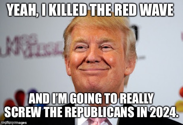 Donald trump approves | YEAH, I KILLED THE RED WAVE; AND I’M GOING TO REALLY SCREW THE REPUBLICANS IN 2024. | image tagged in donald trump approves | made w/ Imgflip meme maker