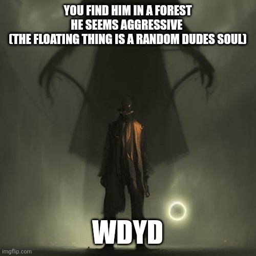 May find undertale references, no joke | YOU FIND HIM IN A FOREST
HE SEEMS AGGRESSIVE 
(THE FLOATING THING IS A RANDOM DUDES SOUL); WDYD | made w/ Imgflip meme maker