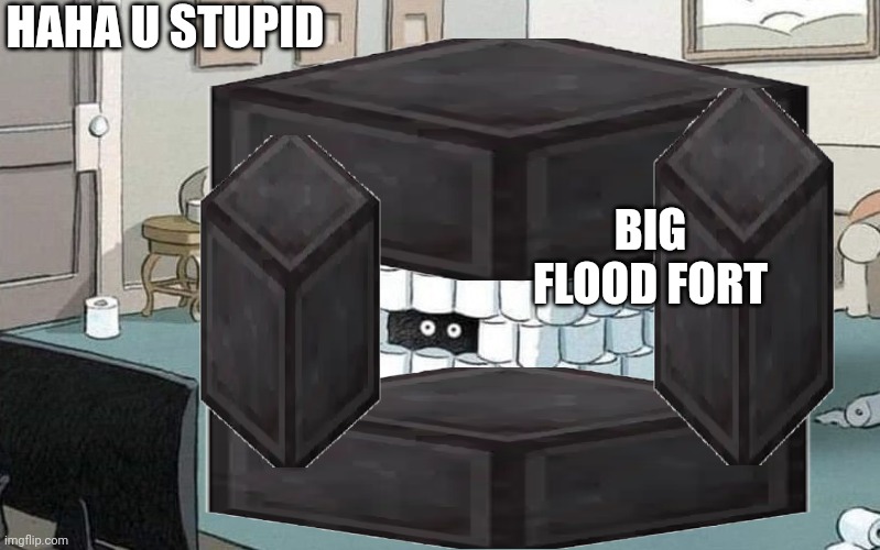 Coronavirus bunker | HAHA U STUPID BIG FLOOD FORT | image tagged in coronavirus bunker | made w/ Imgflip meme maker