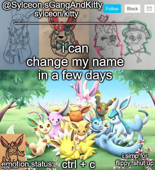 Sylceon.sGangAndKitty 2 | i can change my name in a few days; ctrl + c | image tagged in sylceon sgangandkitty 2 | made w/ Imgflip meme maker