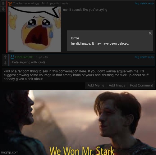 image tagged in we won mr stark | made w/ Imgflip meme maker