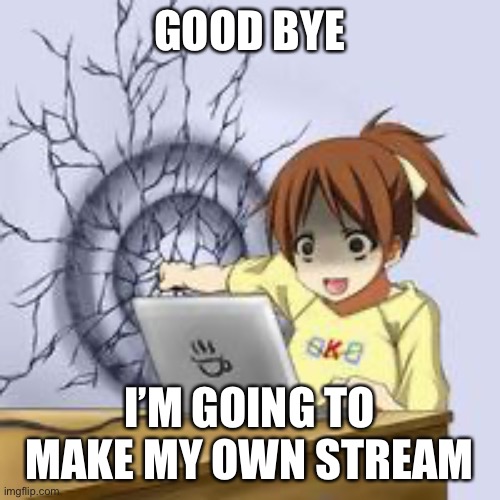 Anime wall punch | GOOD BYE; I’M GOING TO MAKE MY OWN STREAM | made w/ Imgflip meme maker