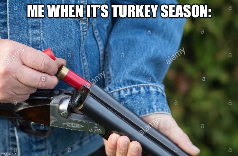 Man loading Shotgun | ME WHEN IT’S TURKEY SEASON: | image tagged in man loading shotgun | made w/ Imgflip meme maker