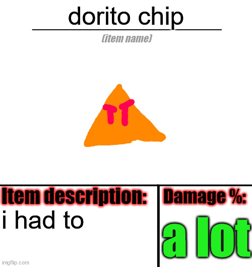 Item-shop template | dorito chip; i had to; a lot | image tagged in item-shop template | made w/ Imgflip meme maker
