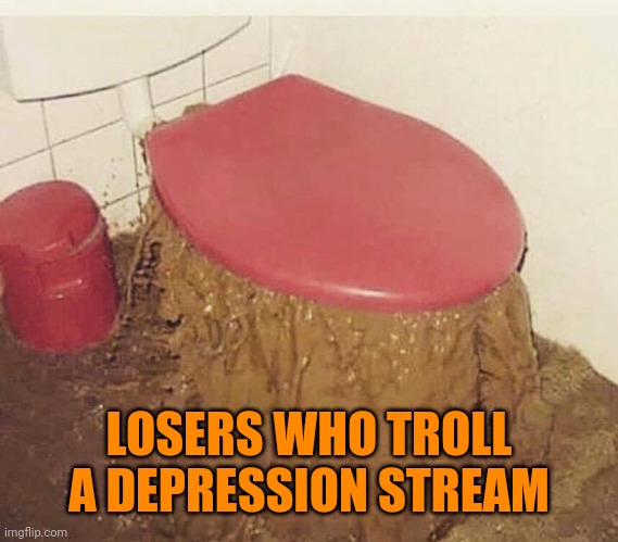 Overflowing toilet  | LOSERS WHO TROLL A DEPRESSION STREAM | image tagged in overflowing toilet,bullies | made w/ Imgflip meme maker