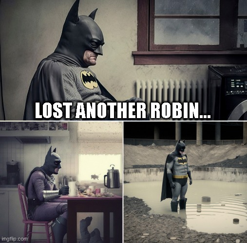 Sidekicks are not safe... | LOST ANOTHER ROBIN... | image tagged in sad batman waiting | made w/ Imgflip meme maker