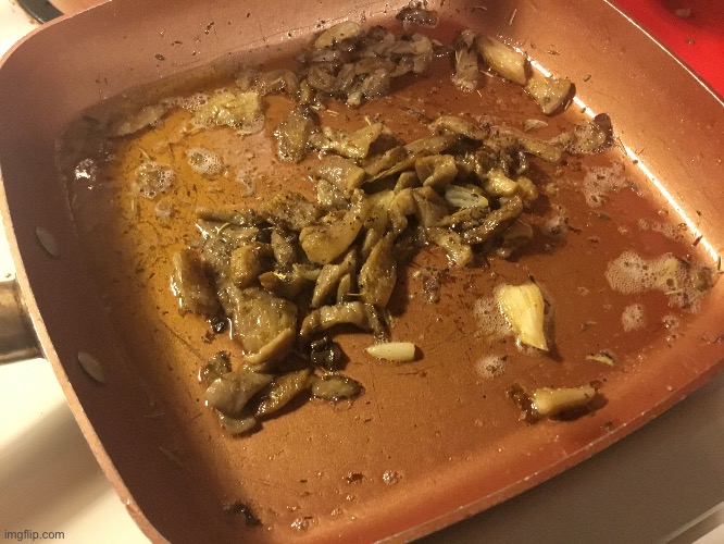 I made sautéed oyster mushrooms for dinner. Delicious! | image tagged in photography | made w/ Imgflip meme maker