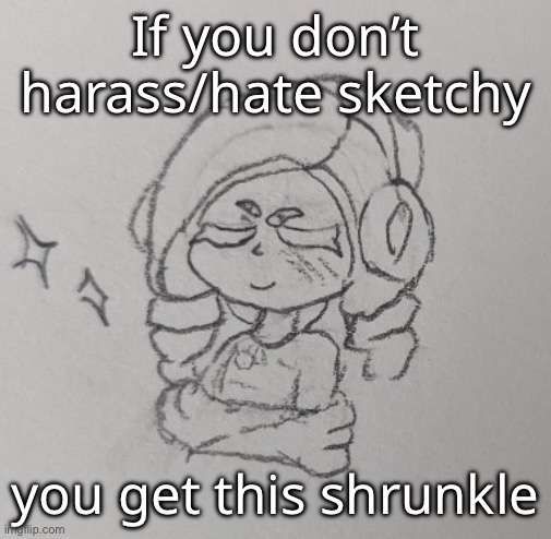 If you don’t harass/hate sketchy you get this shrunkle | made w/ Imgflip meme maker