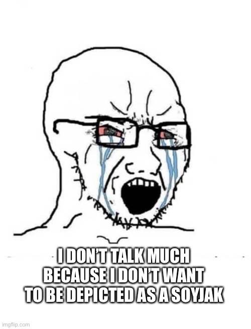 I DON’T TALK MUCH BECAUSE I DON’T WANT TO BE DEPICTED AS A SOYJAK | made w/ Imgflip meme maker